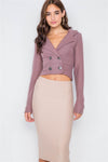 Mauve Double Breasted Peacoat Crop Jacket  /2-2-2