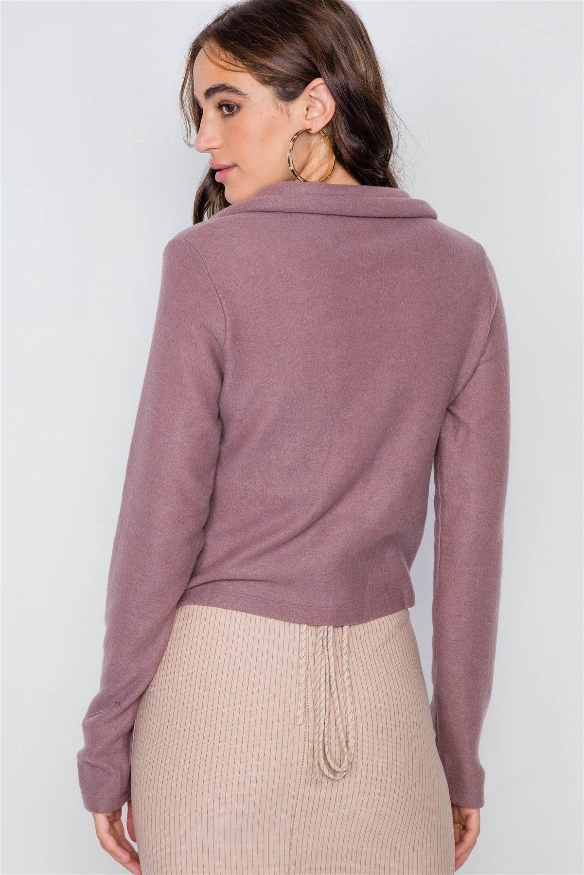 Mauve Double Breasted Peacoat Crop Jacket  /2-2-2