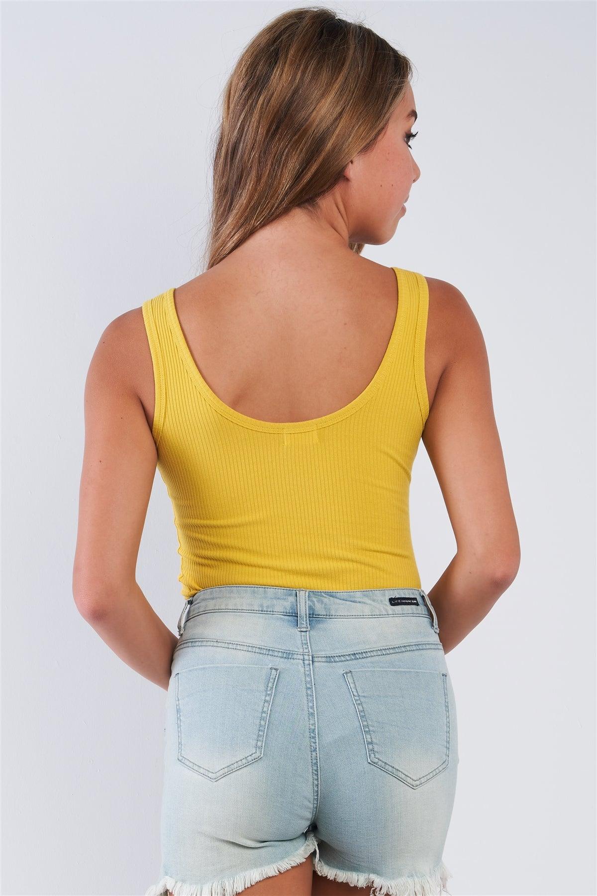 Mustard Yellow Ribbed Tank Top Bodysuit /3-2-1