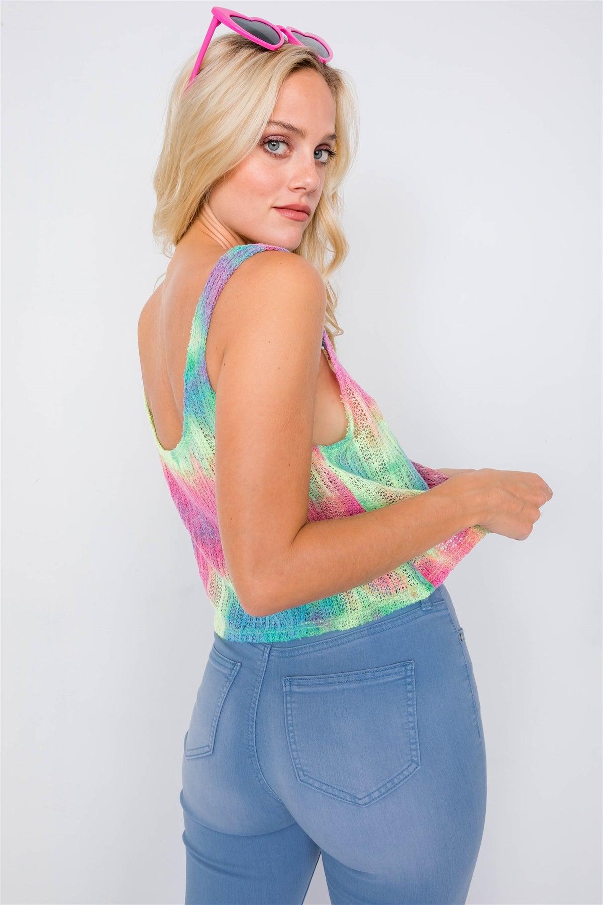 Rainbow Sleeveless Tie Dye Knit Tank Top /1-2-1