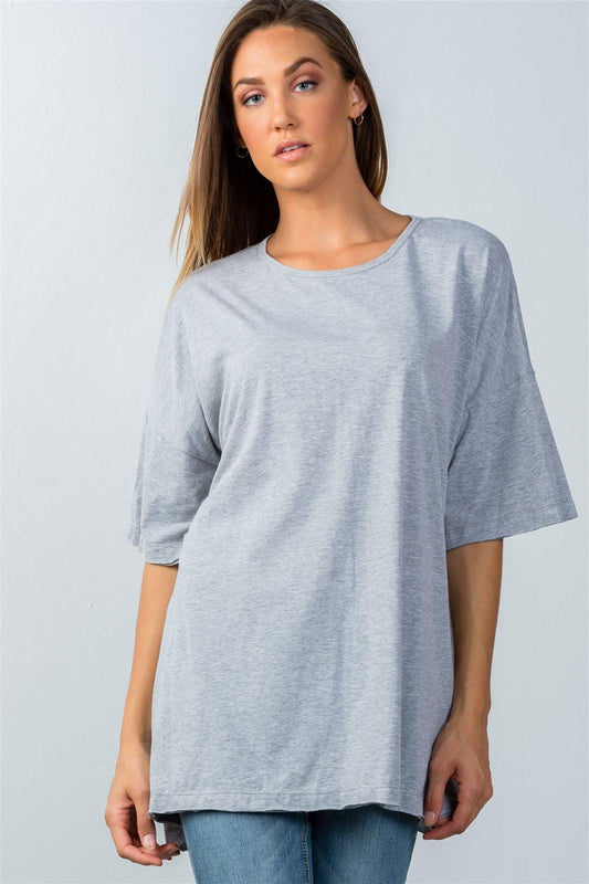 Heather Grey Dropped Shoulder Tunic Top / 3-3