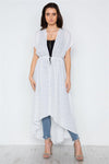 White Polka Dot High Low Kimono Cover Up / 2-3