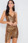 Bronze Metallic Bodycon Tulip Hem Cami Dress /2-2-2