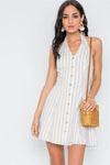 Yellow Navy Stripe Button Down Mini Dress /3-2-1