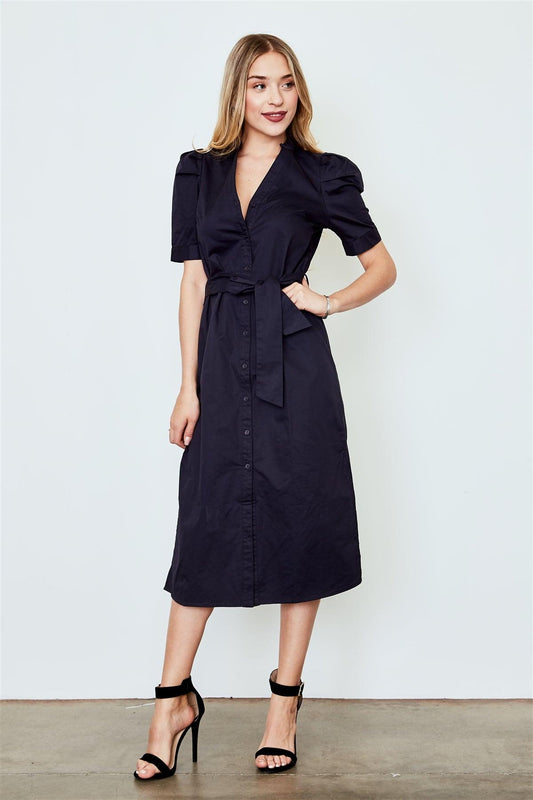 Navy Belted T-Shirt Midi Dress / 3-3-1