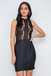 Black Sheer Sleeveless Bodycon Mini Dress /3-2-1