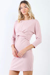 Blush Textured Front Twist Detail Half Sleeve Mini Dress /1-2-2-1