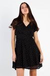 Black Plisse Polka Dot Mini Dress /1-1-1-1