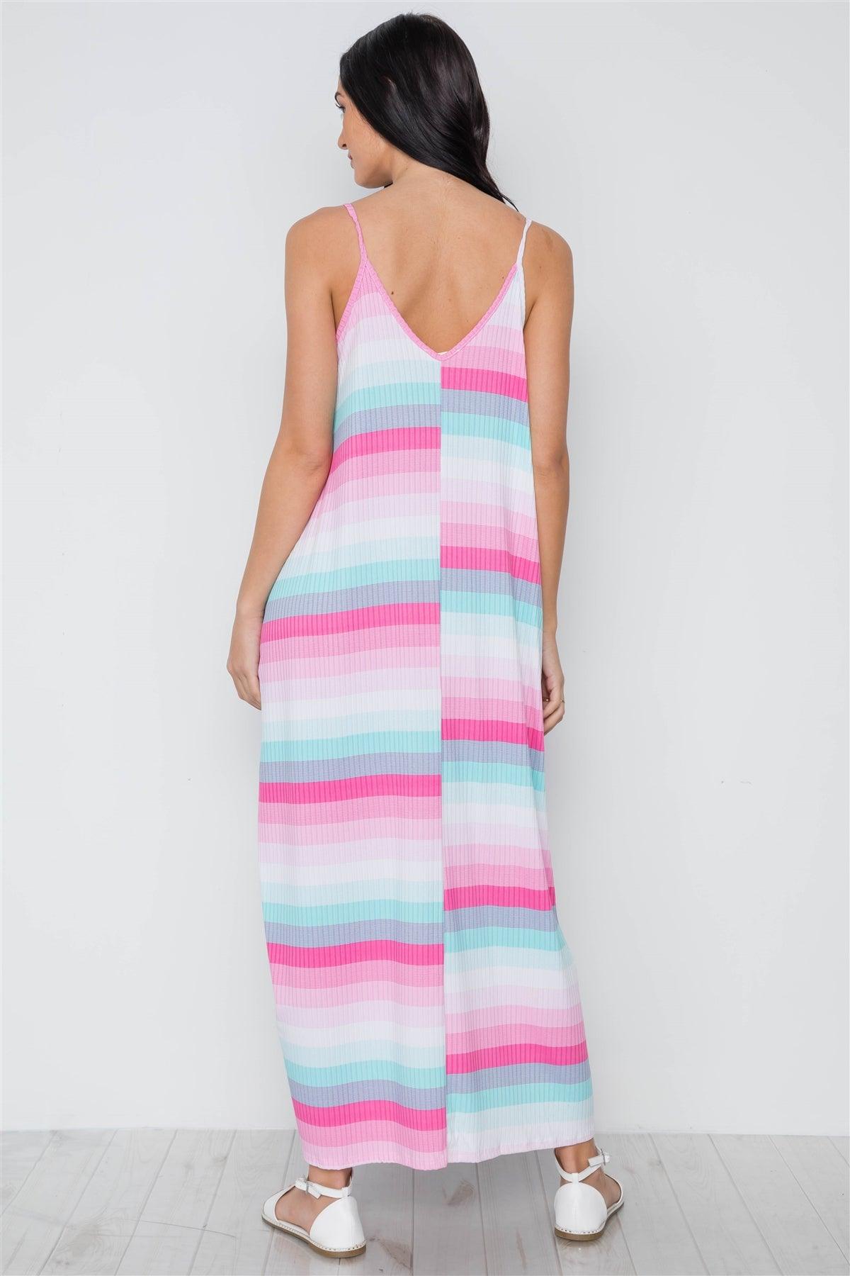 Pink Multi Stripe Cami Maxi Dress /2-2-2