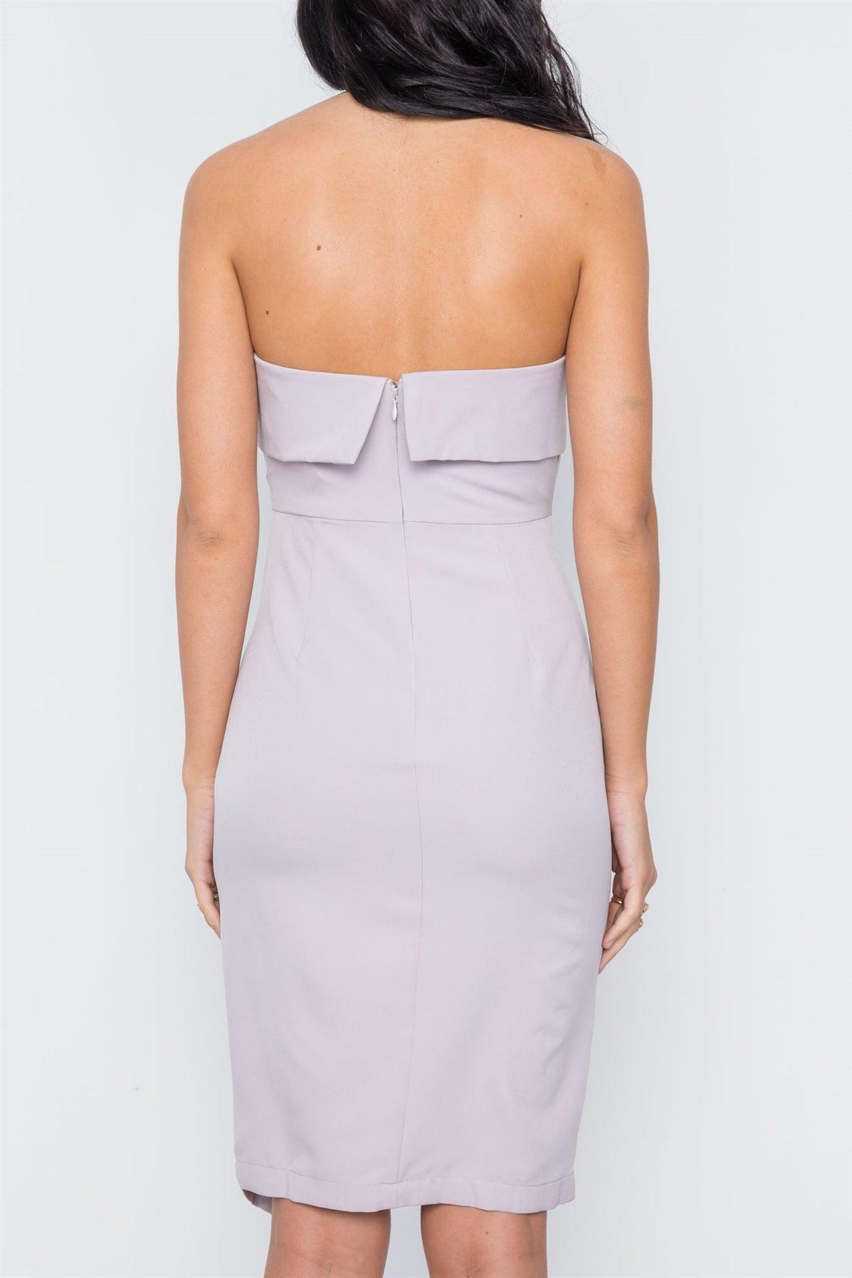 Lavender Strapless Asymmetrical Side Slit Mini Dress /3-2-1