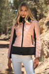 Rose & Black Chevron Quilted High Neck Double Zip Fastening Puffer Jacket