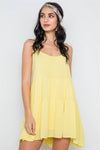 Yellow Cami Lace Up Swing Mini Dress /2-3-2