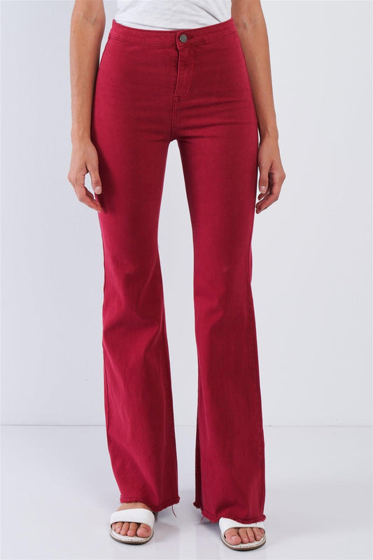 Red High Waisted Bell Bottom Pants /9-5-3