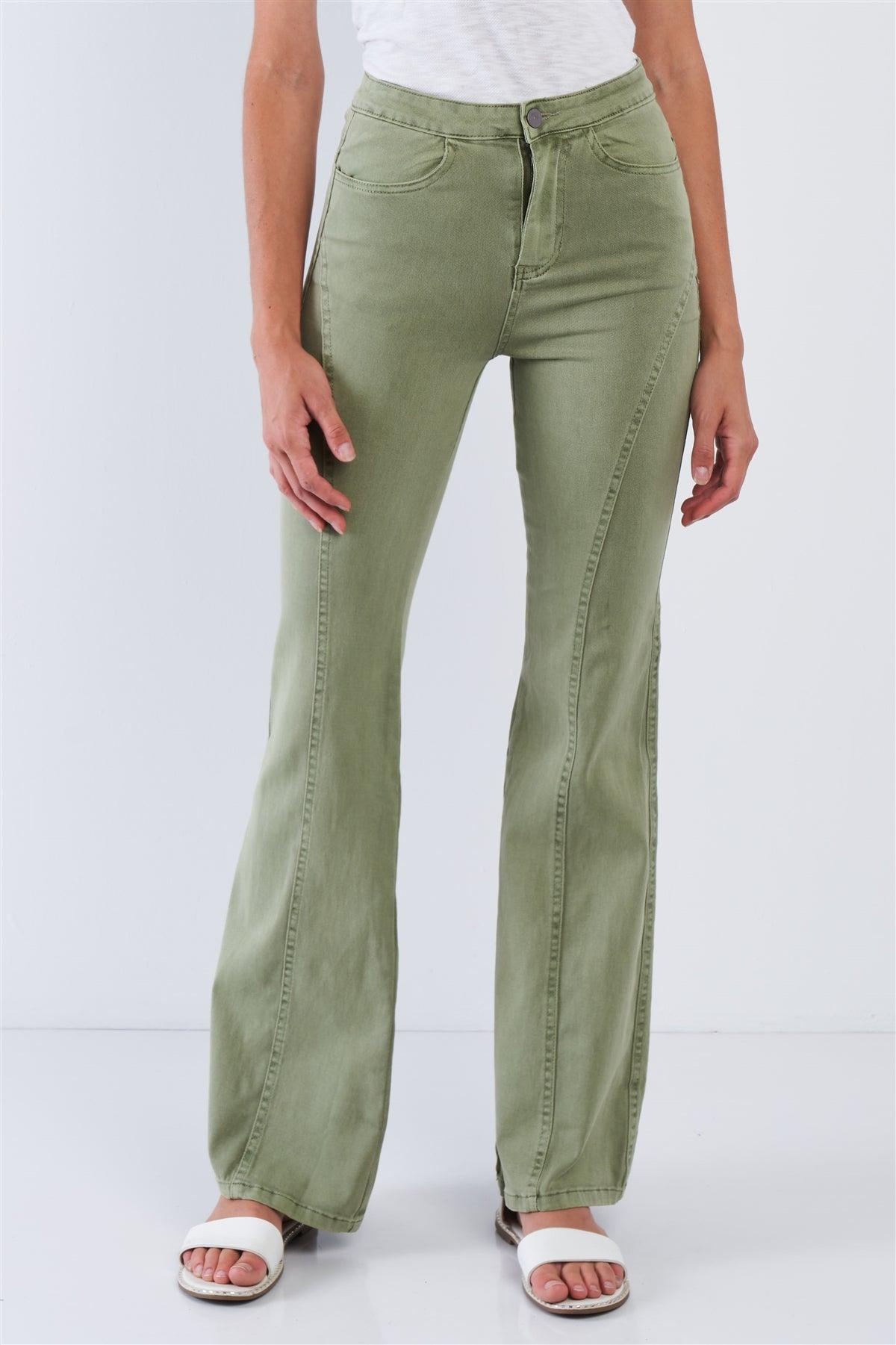 Deep Sage High Waisted Bell Bottom Pants /6-4-2