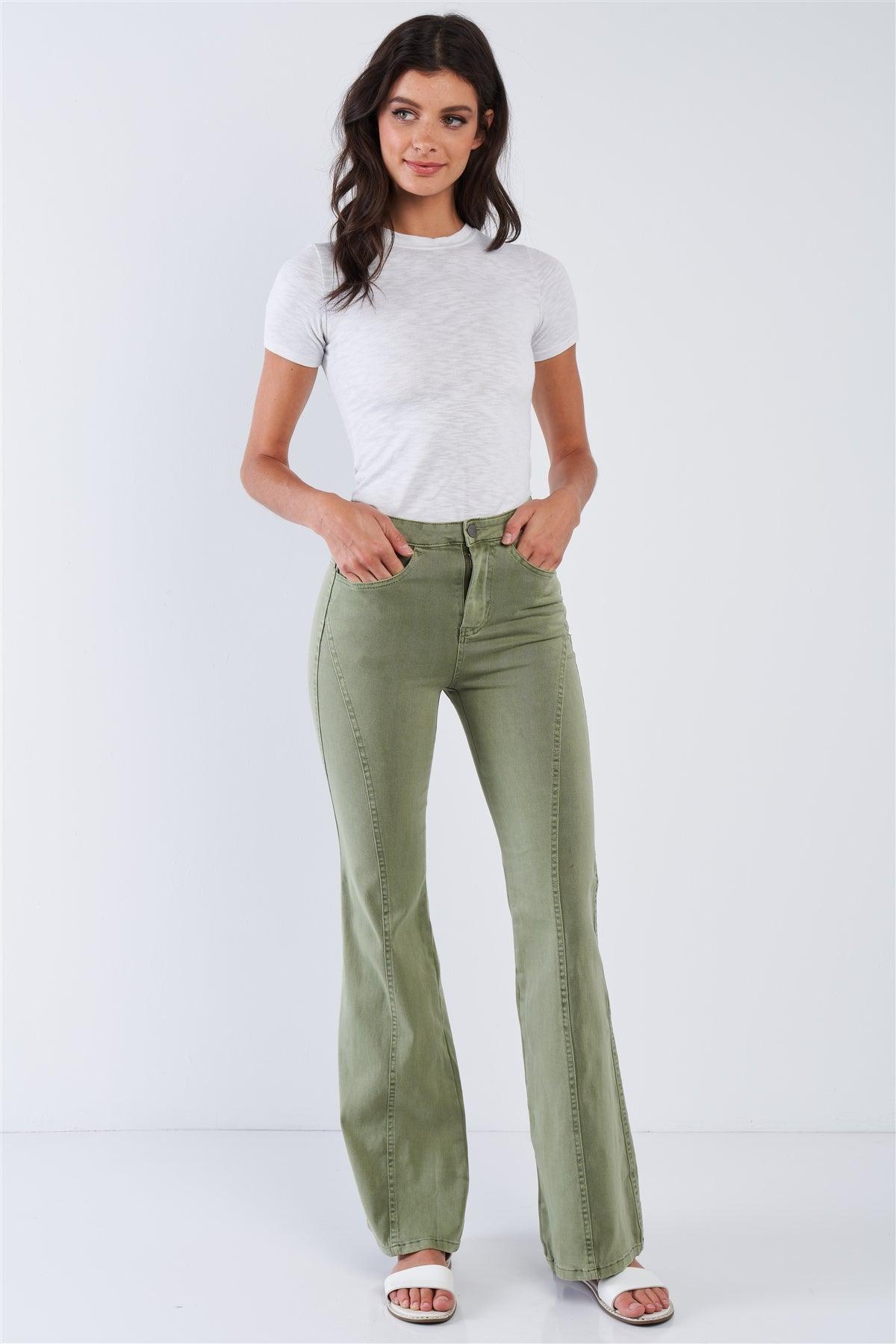 Deep Sage High Waisted Bell Bottom Pants /6-4-2