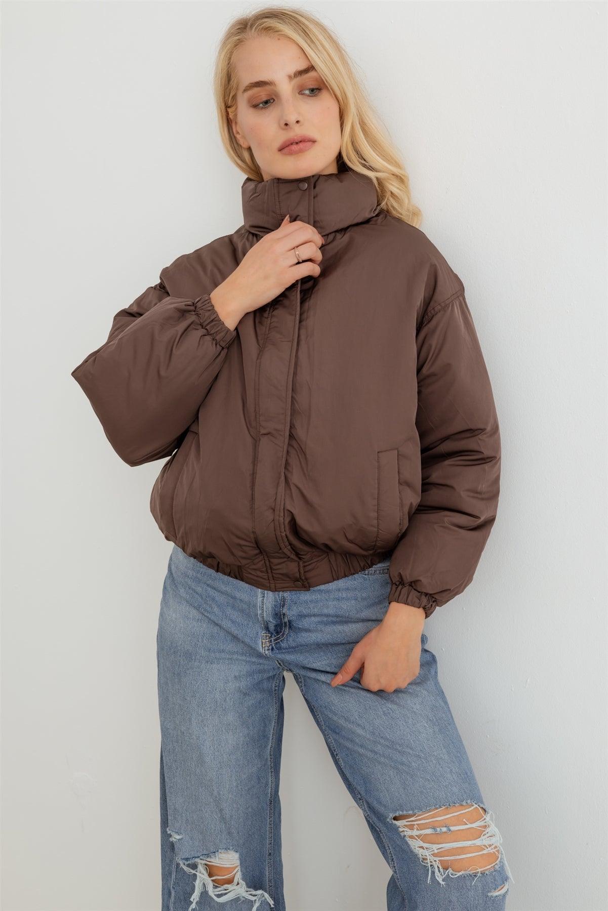 Chocolate Zip-Up Long Sleeve Puffer Jacket /3-3