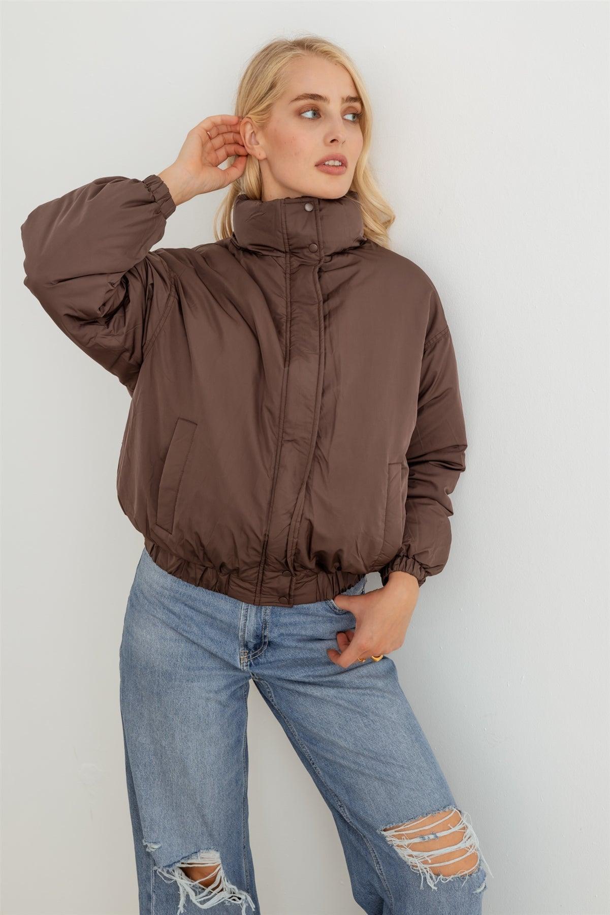 Chocolate Zip-Up Long Sleeve Puffer Jacket /3-3