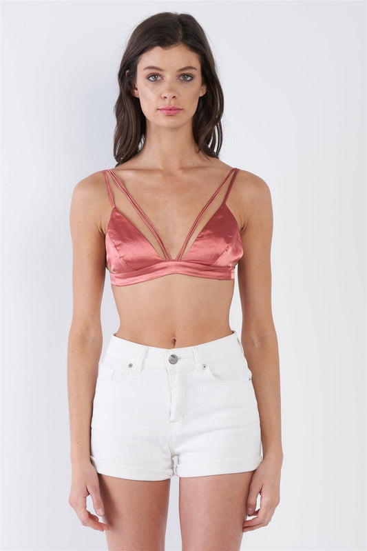 Silk Burnt Sienna Pink Strappy Bra /3-2-1