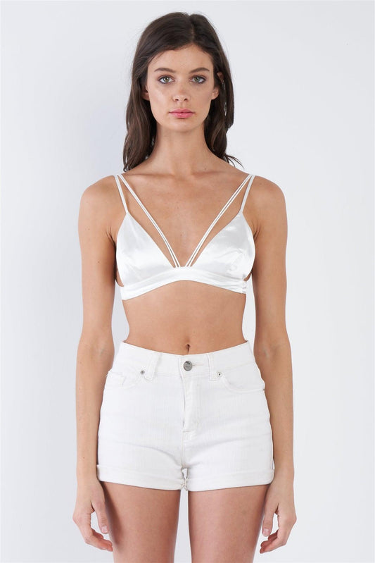 Silk Off-White Strappy Bra