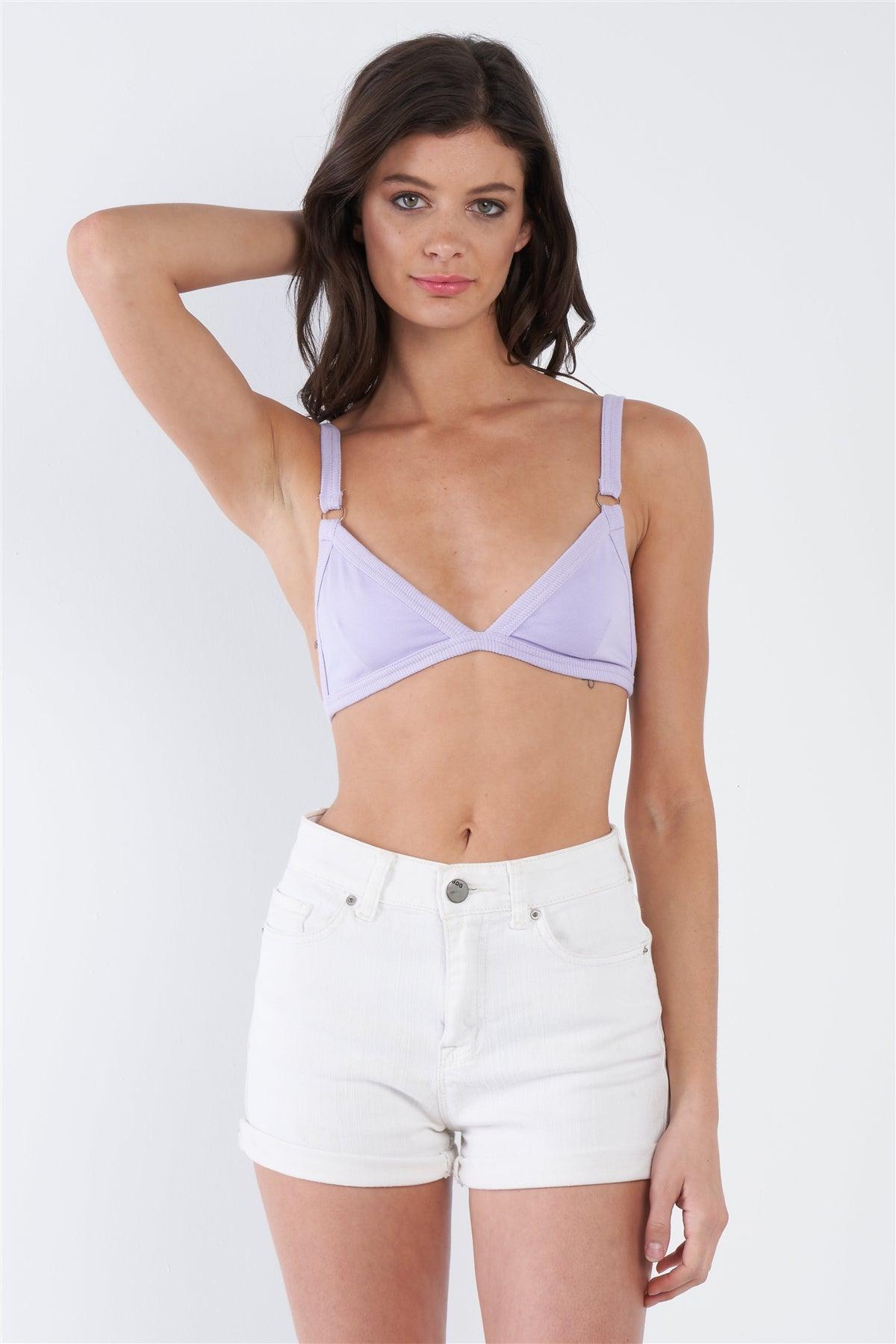 Lavender Purple Cotton Bold Trim Clasp Back Bra /3-2-1