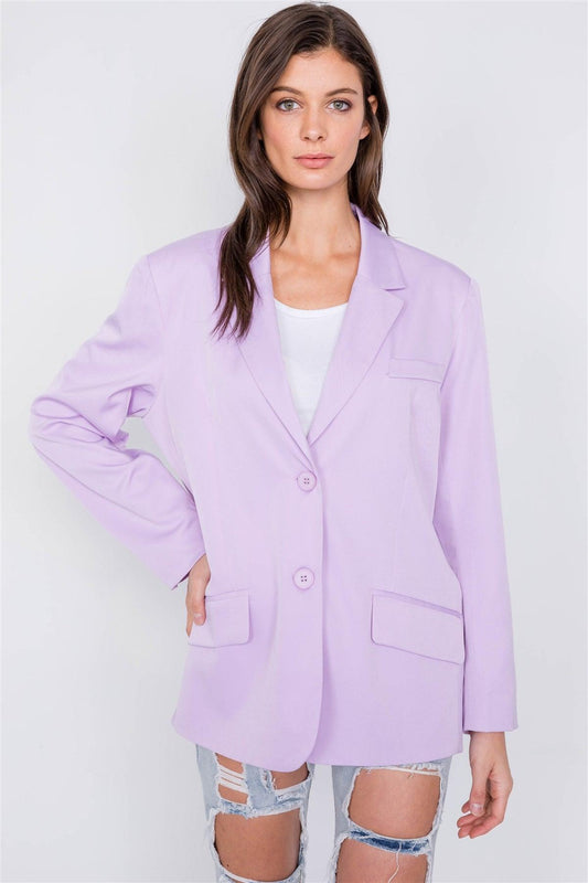 Lavender Relaxed Fit Boyfriend Casual Blazer Jacket /3-2-1