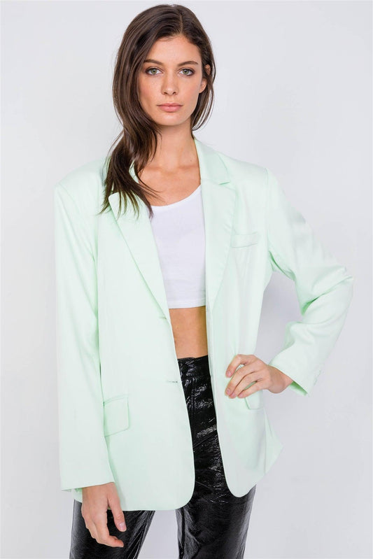 Mint Relaxed Fit Boyfriend Casual Blazer Jacket /3-2-1