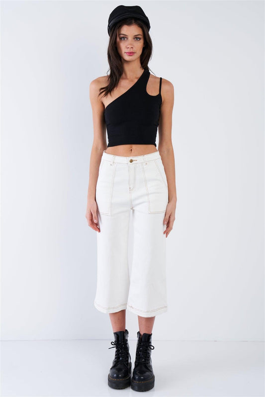 Off-White Wide Leg Denim Gaucho Jeans  /3-2-1