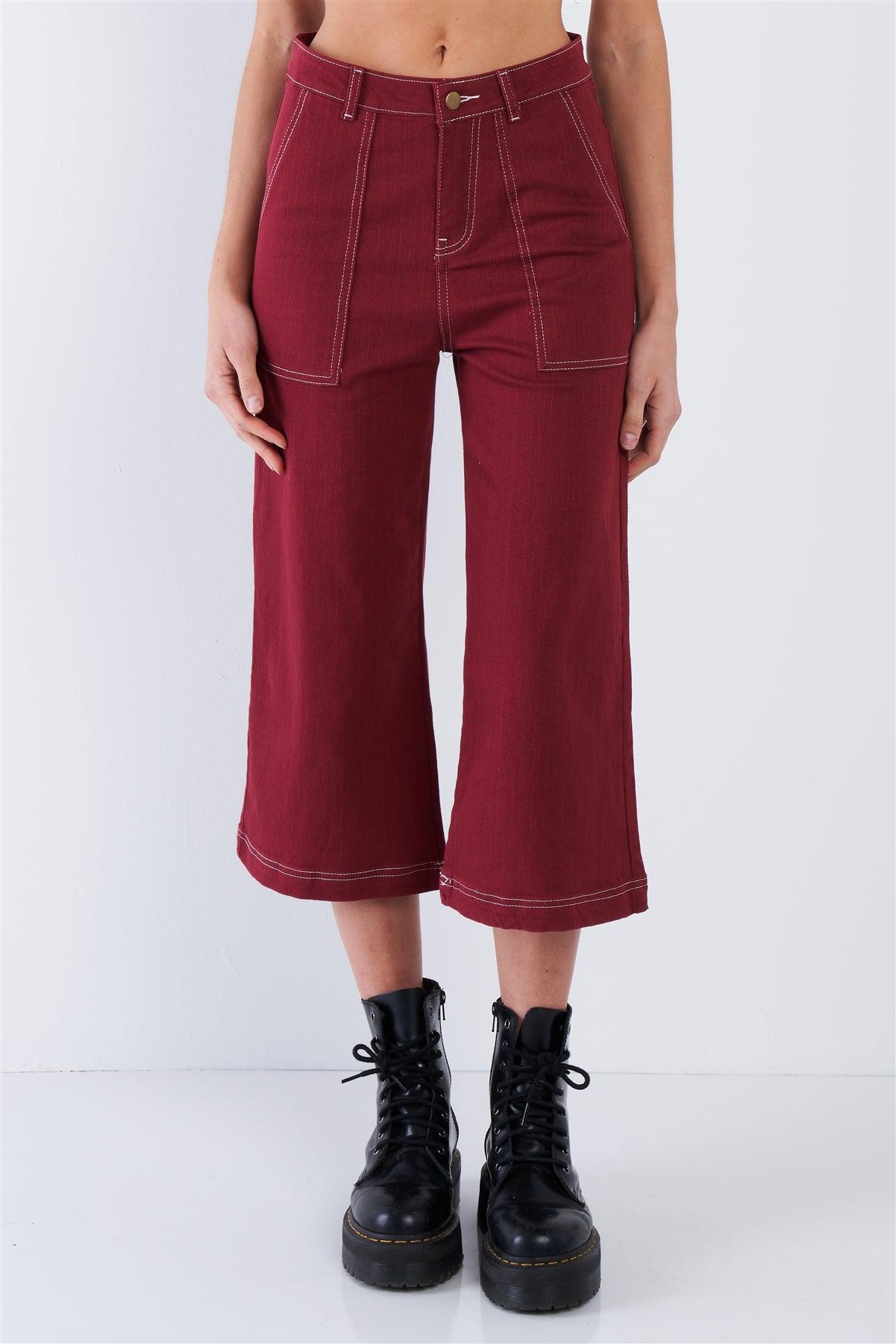 Red Bean Wide Leg Denim Gaucho Jeans /3-2-1