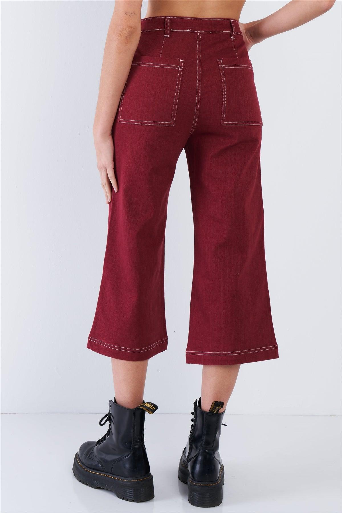 Red Bean Wide Leg Denim Gaucho Jeans /3-2-1