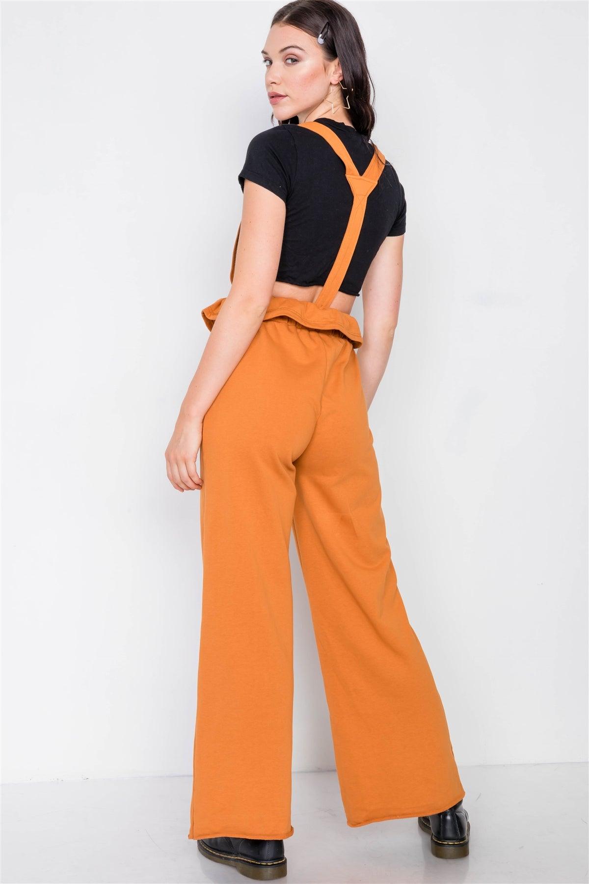 Camel Relaxed Wide-Leg Overalls /3-2-1