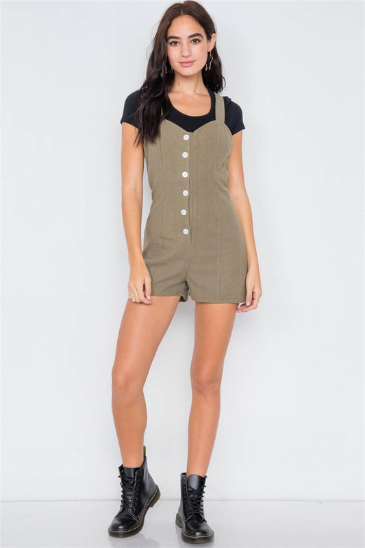 Olive Suede Boho Chic Mini Romper /3-2-1