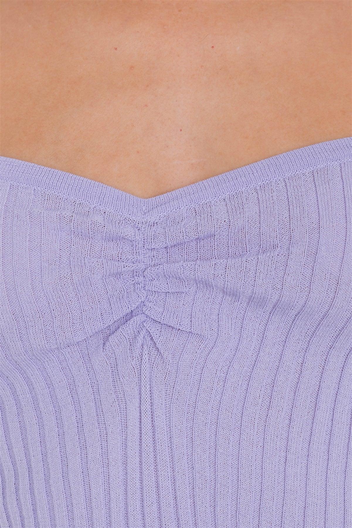 Lavender Ribbed V-Neck Basic Chic Tank Top /1-2-1