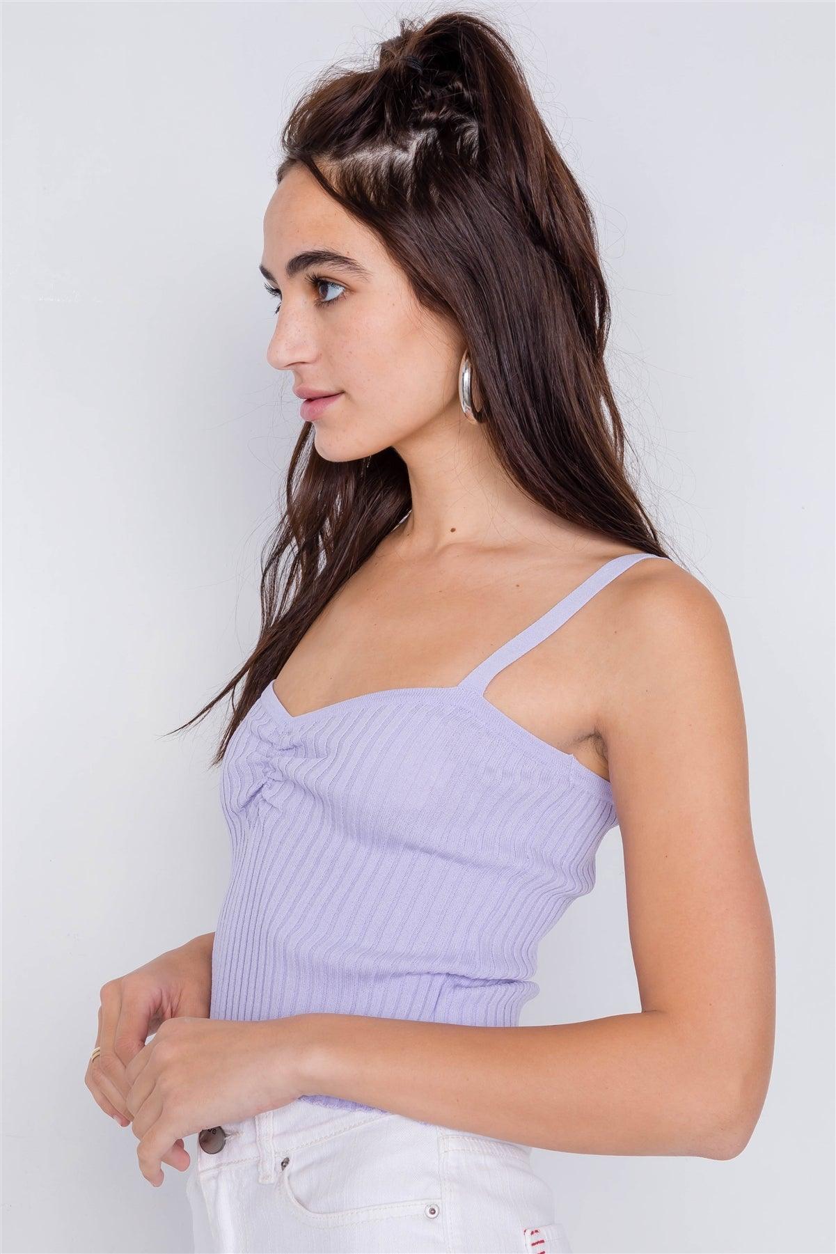 Lavender Ribbed V-Neck Basic Chic Tank Top /1-2-1