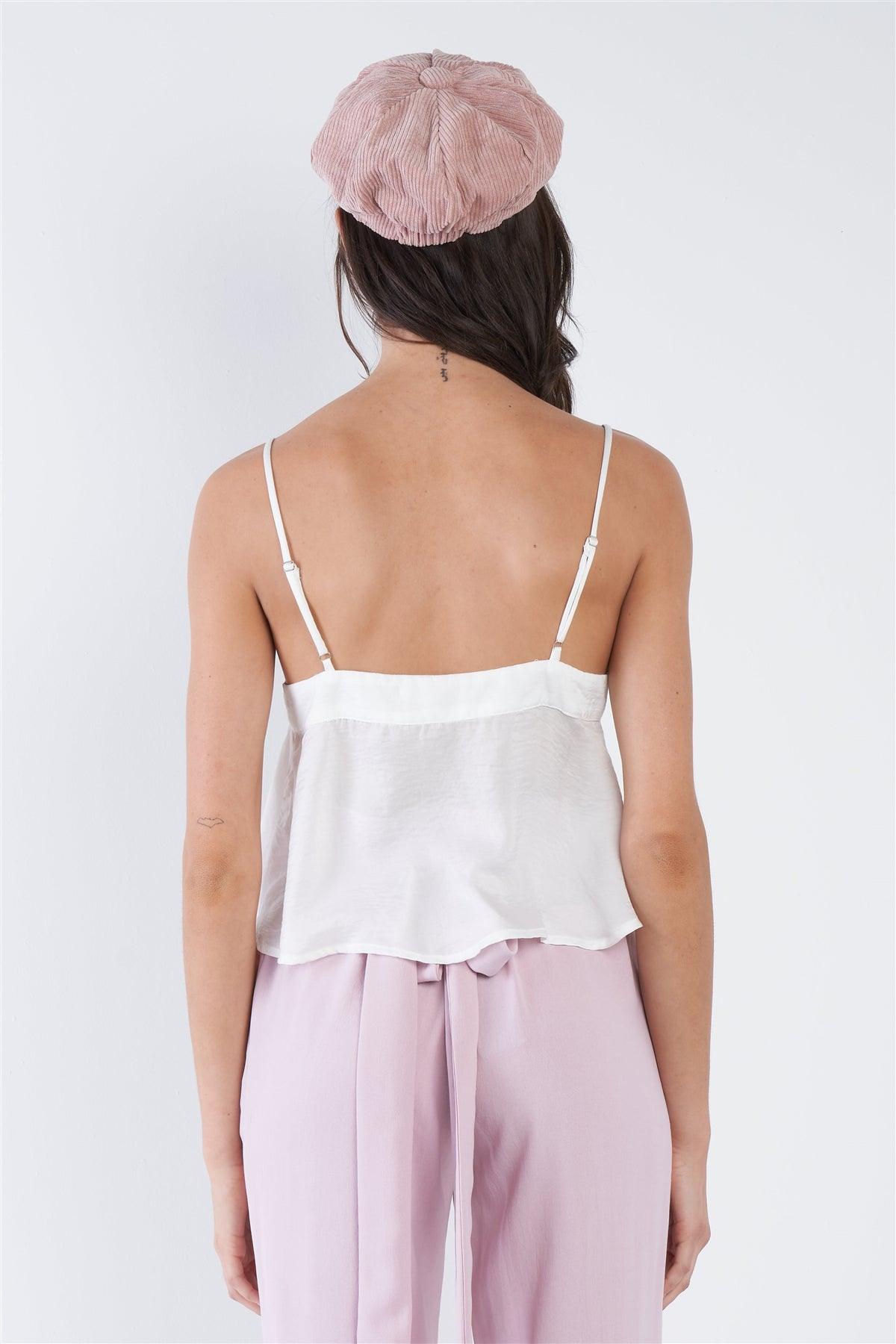 Off-White Sheer Silk Mini Side Slit Cami Top