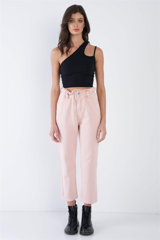 Blush Paperbag Waist Straight Leg Jeans /1-2-1