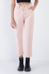 Blush Paperbag Waist Straight Leg Jeans /3-2-1