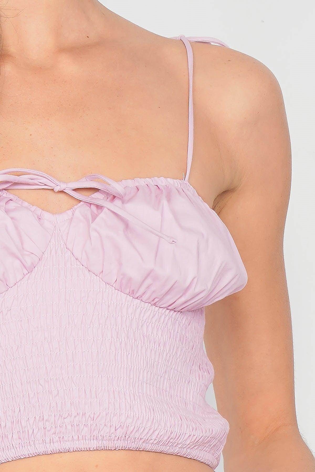 Pink Ruched Bustier Elasticized Crop Top /3-2-1