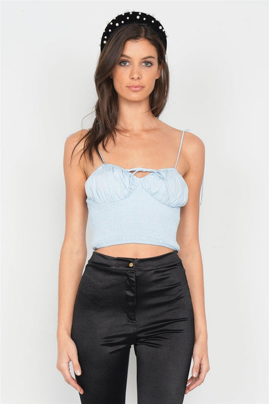 Sky Ruched Bustier Elasticized Crop Top /3-2-1