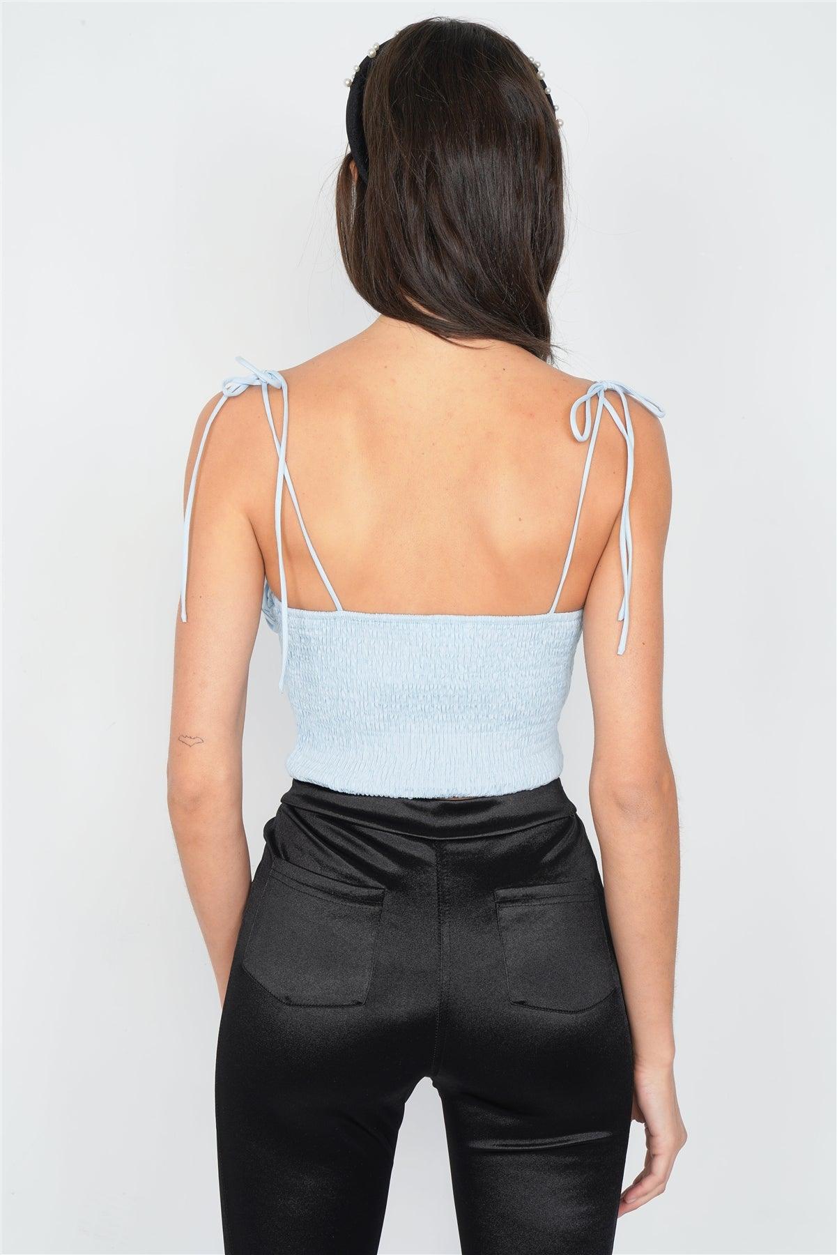 Sky Ruched Bustier Elasticized Crop Top /3-2-1