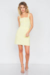 Lemonade Yellow Open Back Lace Up Mini Chic Dress  /3-2