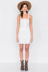 Off-White Open Back Lace Up Mini Chic Dress  /3-2-1