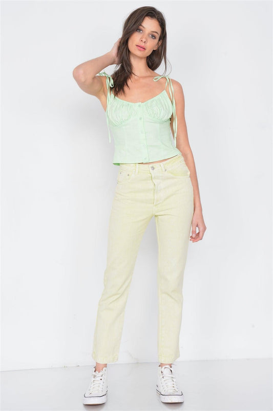 Mint Button Down Bustier Crop Top /3-2-1