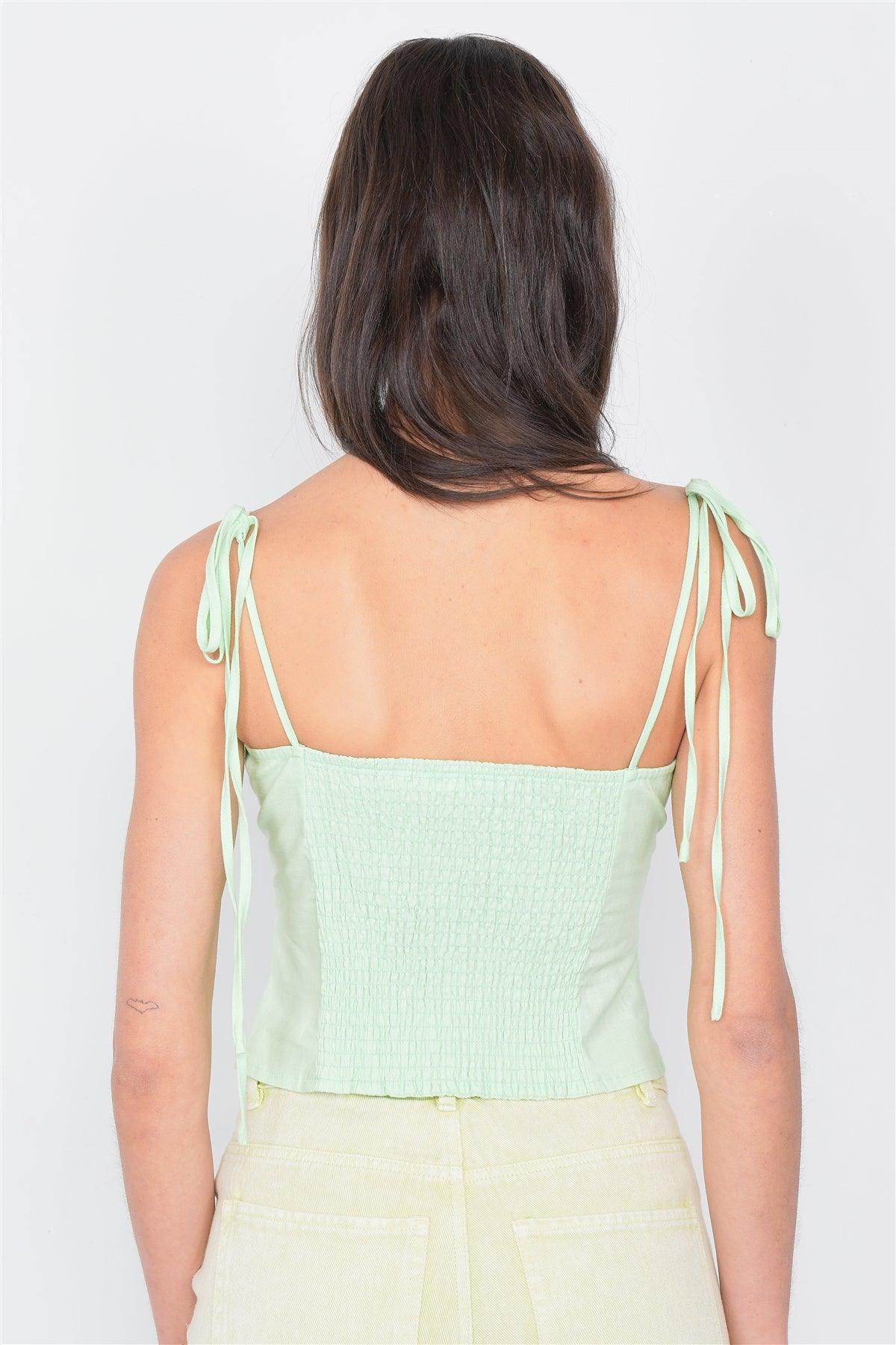 Mint Button Down Bustier Crop Top /3-2-1