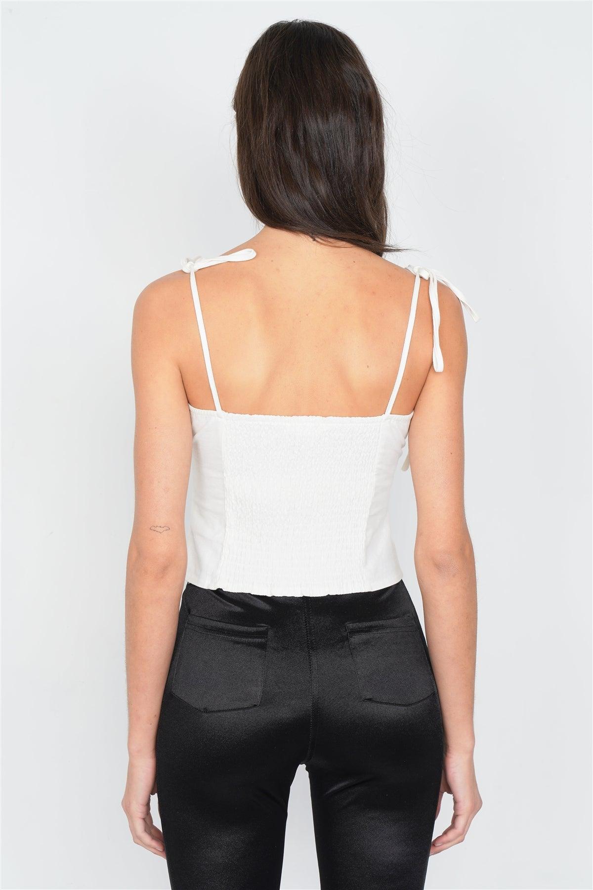 Off-White Button Down Bustier Crop Top /4-2-1