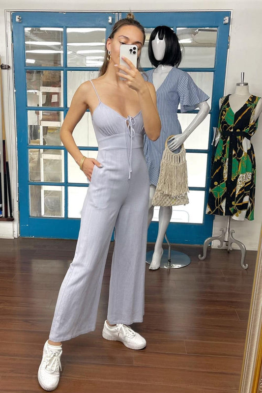 Pastel Lavender V-Neck Casual Maxi Jumpsuit /3-2-1