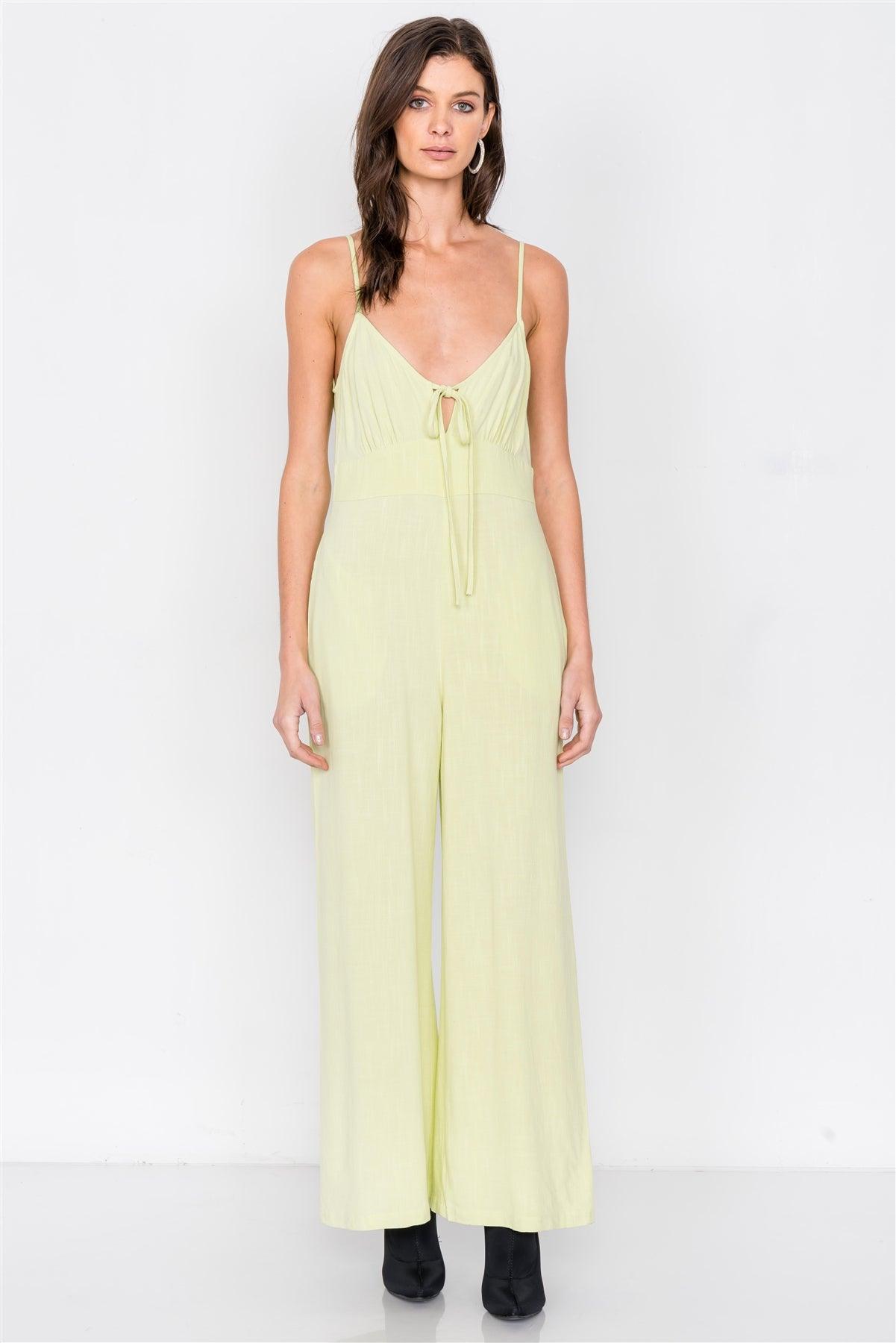 Pastel Lemonade V-Neck Casual Maxi Jumpsuit  /3-2-1