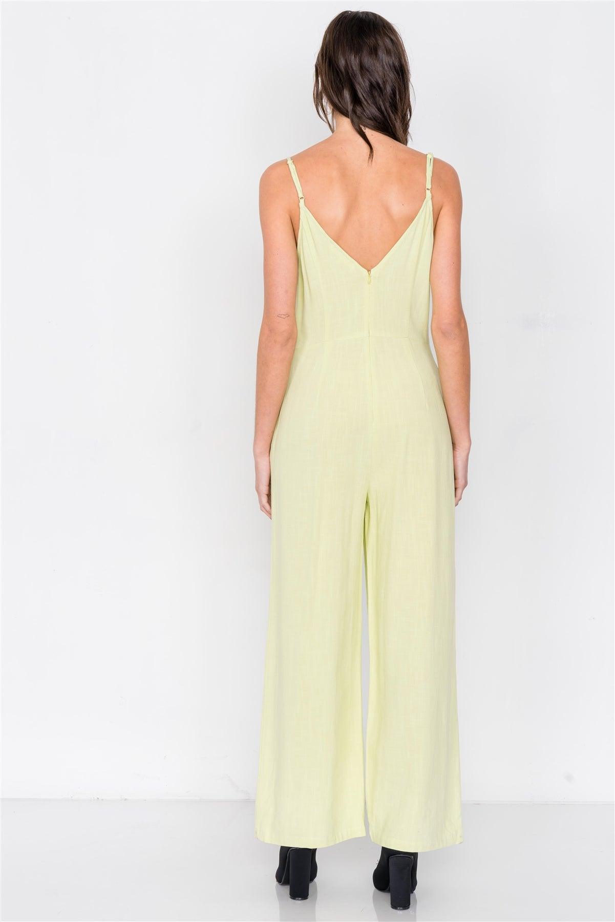 Pastel Lemonade V-Neck Casual Maxi Jumpsuit  /3-2-1