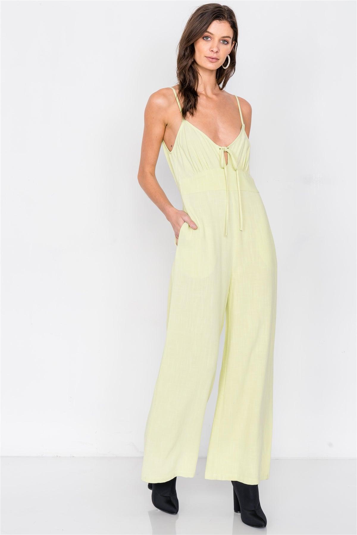 Pastel Lemonade V-Neck Casual Maxi Jumpsuit  /3-2-1