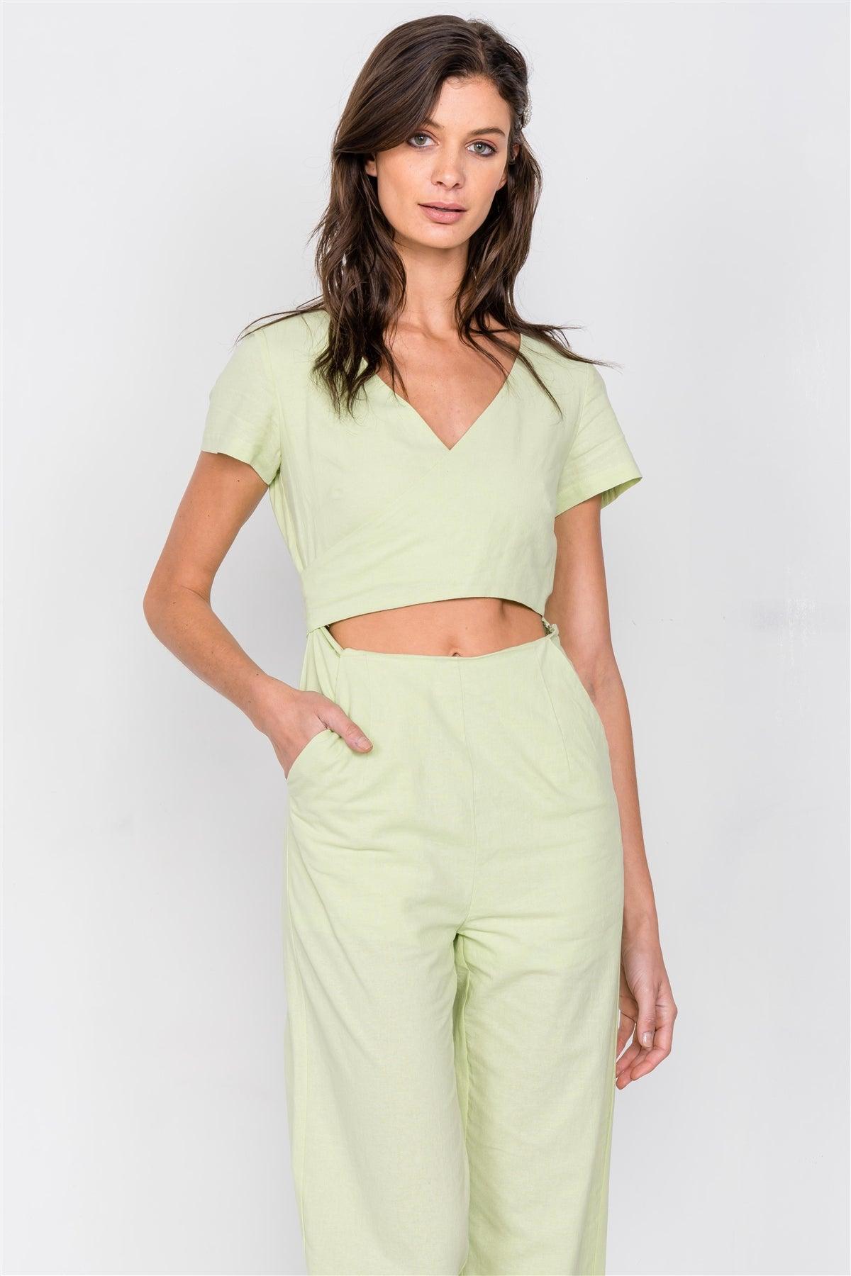 Melon Casual Center Cut Out Wrap Wide Leg Jumpsuit /2-1-1