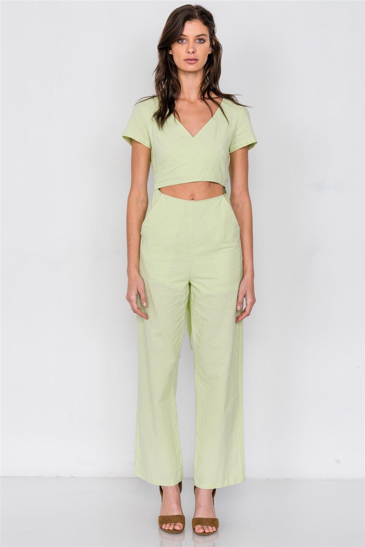 Melon Casual Center Cut Out Wrap Wide Leg Jumpsuit /2-1-1